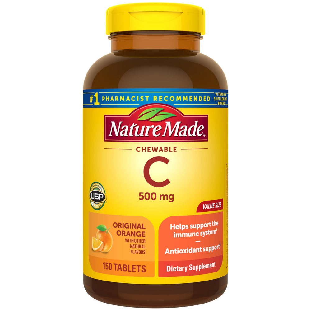 Nature Made frasco frontal mostrando 150 tabletas y propuesta de conveniencia