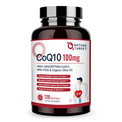 Nature Target CoQ10 cápsulas blandas con aceite de oliva orgánico para mejor absorción