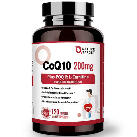 Nature Target CoQ10 200mg - botella: posible apoyo a la energía celular.