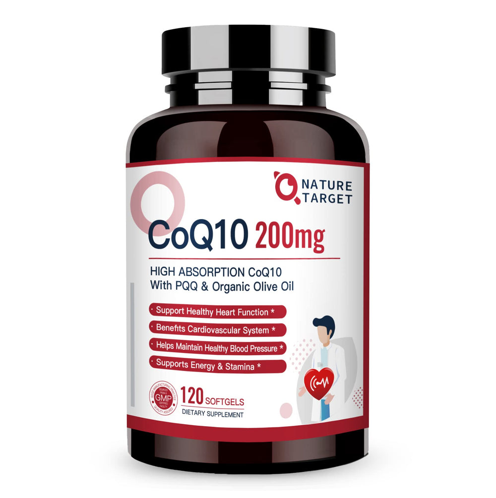 NATURE TARGET frasco frontal mostrando la etiqueta y beneficio de soporte cardiaco