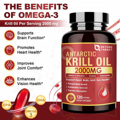 Nature Target Krill Oil label closeup showing 2000 mg potency and key ingredients