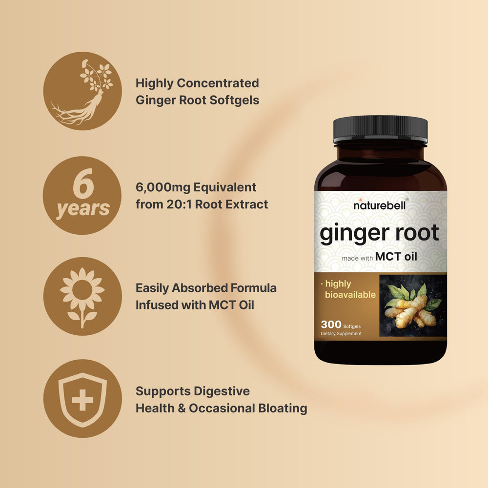 NatureBell 6000mg equivalente jengibre: dosis potentes para apoyo digestivo.