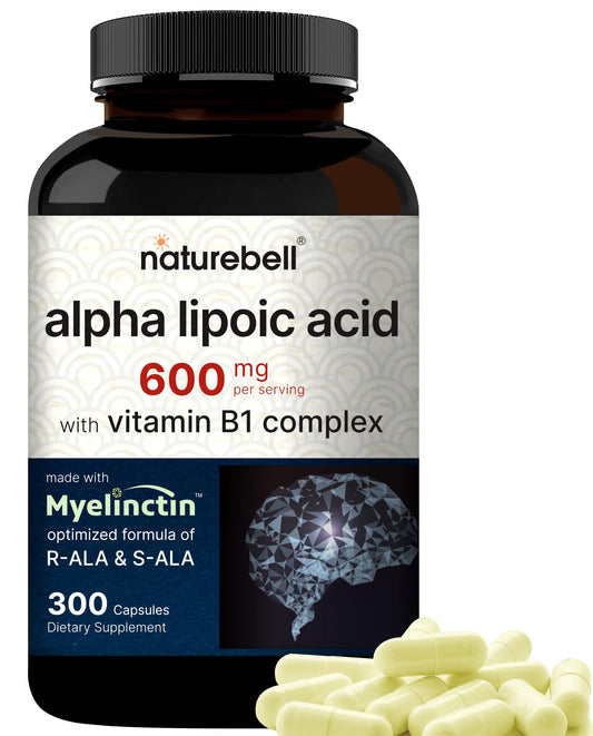 NatureBell Alpha Lipoic Acid Complex cápsulas de 600 mg, formato práctico para uso diario y apoyo antioxidante