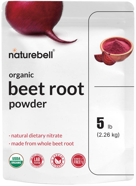 NatureBell beet root powder 5lb pouch, bulk supply for daily smoothies.