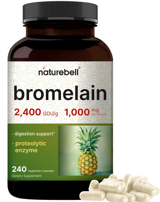 NatureBell bromelina, frente al envase, listo para apoyar la digestión diaria.