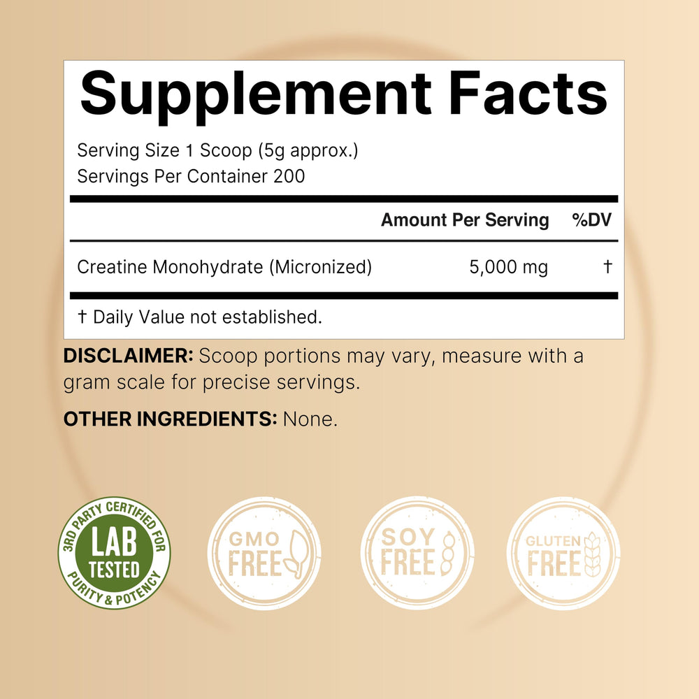 NatureBell Creatina Monohidrato etiqueta-detalle puro y transparente