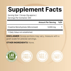 NatureBell Creatina Monohidrato etiqueta-detalle puro y transparente