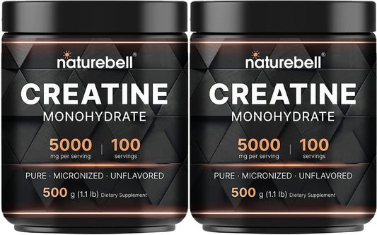 NatureBell creatina monohidrato en polvo 500 g, presentación clara para entrenamientos constantes.