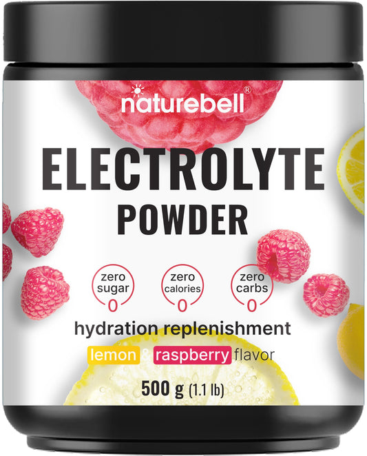 NatureBell electrolitos polvo sin azúcar, empaque de 500 g para hidratación diaria
