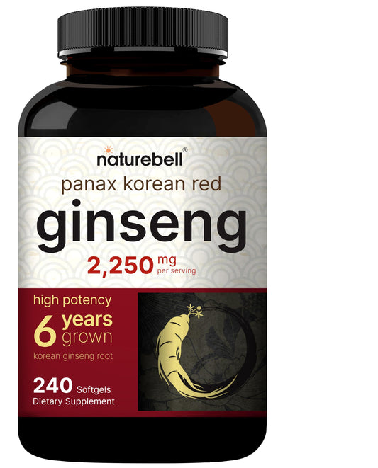 NatureBell ginseng coreano rojo, botella, posible impulso de energía diaria
