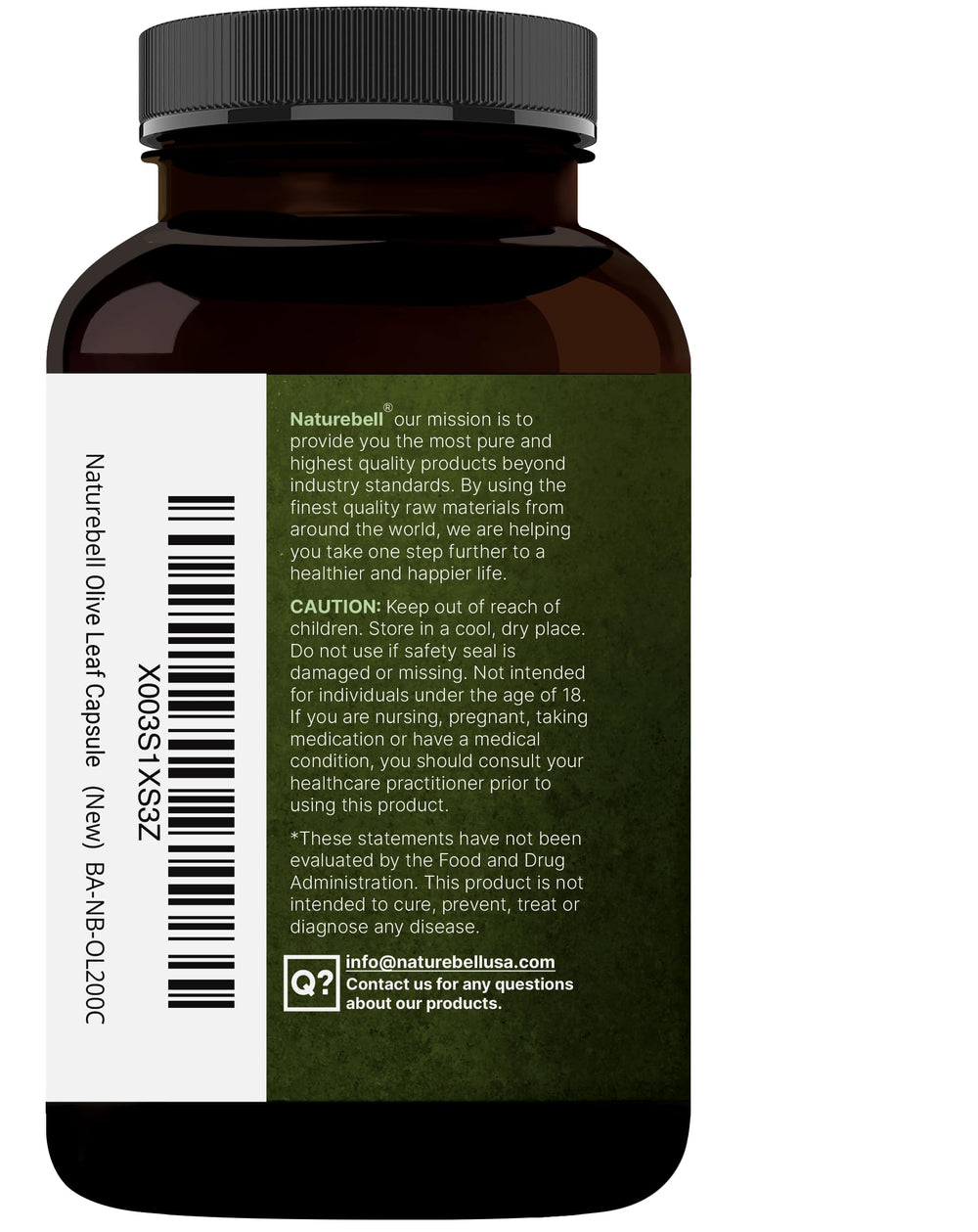 NatureBell tabla nutricional y sello de testeo por terceros