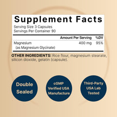 NatureBell magnesio glicinato 400 mg, etiqueta clara para reconocimiento de la fórmula