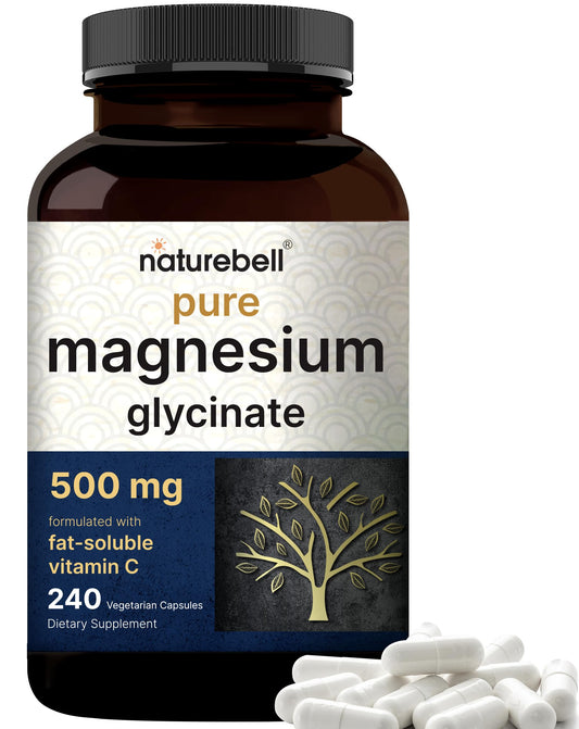 NatureBell magnesio glicinato 500 mg, botella de cápsulas vegetales para uso diario