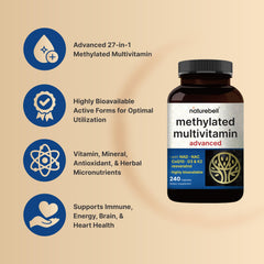 Etiqueta de NatureBell Methylated Multivitamin con MK-7 y complejo B a la vista