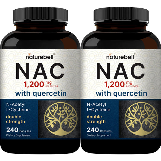 NatureBell NAC con quercetina en botella, antioxidante diario para tu rutina de bienestar.