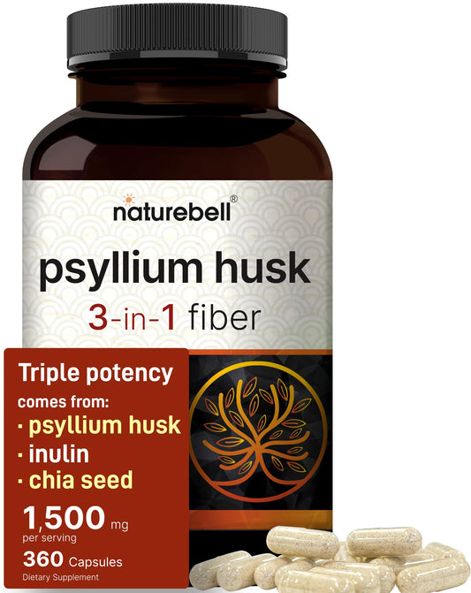 NatureBell Psyllium Husk Cápsulas ofrecen apoyo digestivo diario.