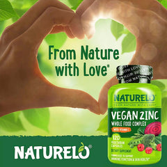 NATURELO etiqueta en primer plano resaltando ingredientes orgánicos y vegan