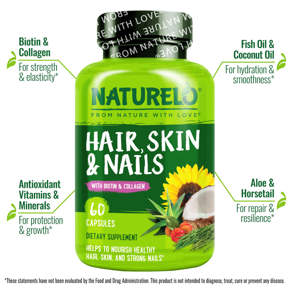 NATURELO etiqueta con lista de ingredientes y beneficios clave