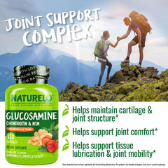 NATURELO etiqueta destacando glucosamina, condroitina y MSM