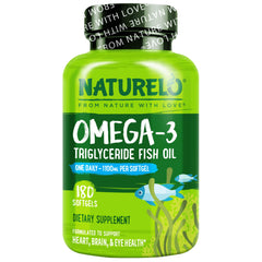 NATURELO envase frontal de omega 3 sin regusto, almacenamiento prolongado