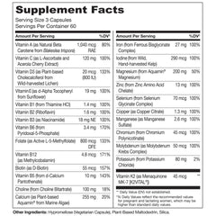 NATURELO etiqueta con lista de ingredientes activos y formas bioactivas