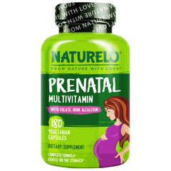 NATURELO envase frontal mostrando la fórmula prenatal y beneficios
