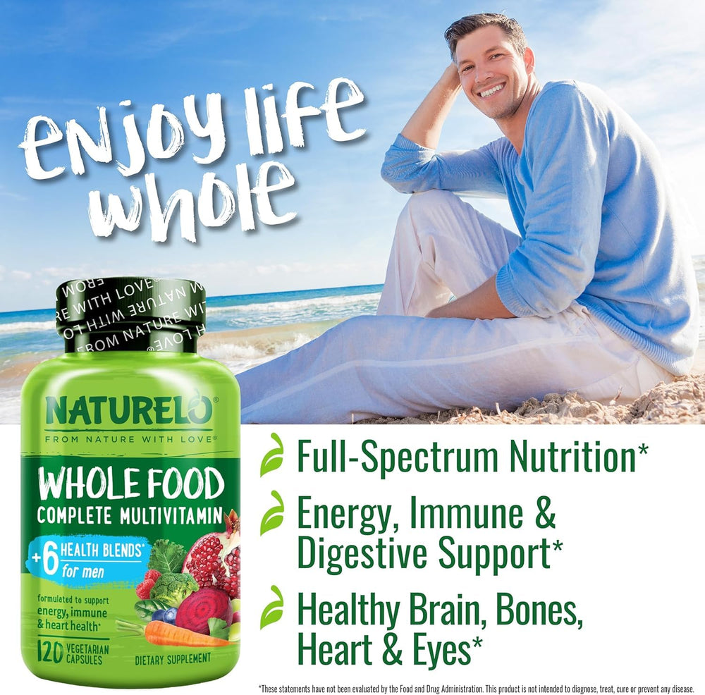 NATURELO hombre activo usando suplemento para energía y bienestar