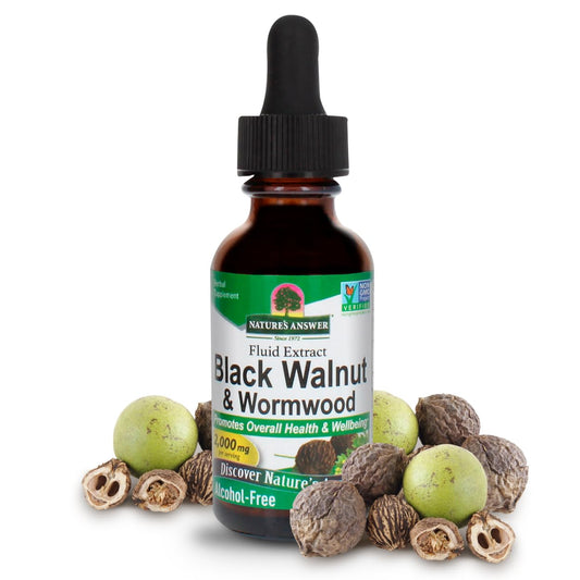 Nature's Answer Black Walnut and Wormwood Complex bottle promotes overall wellness.