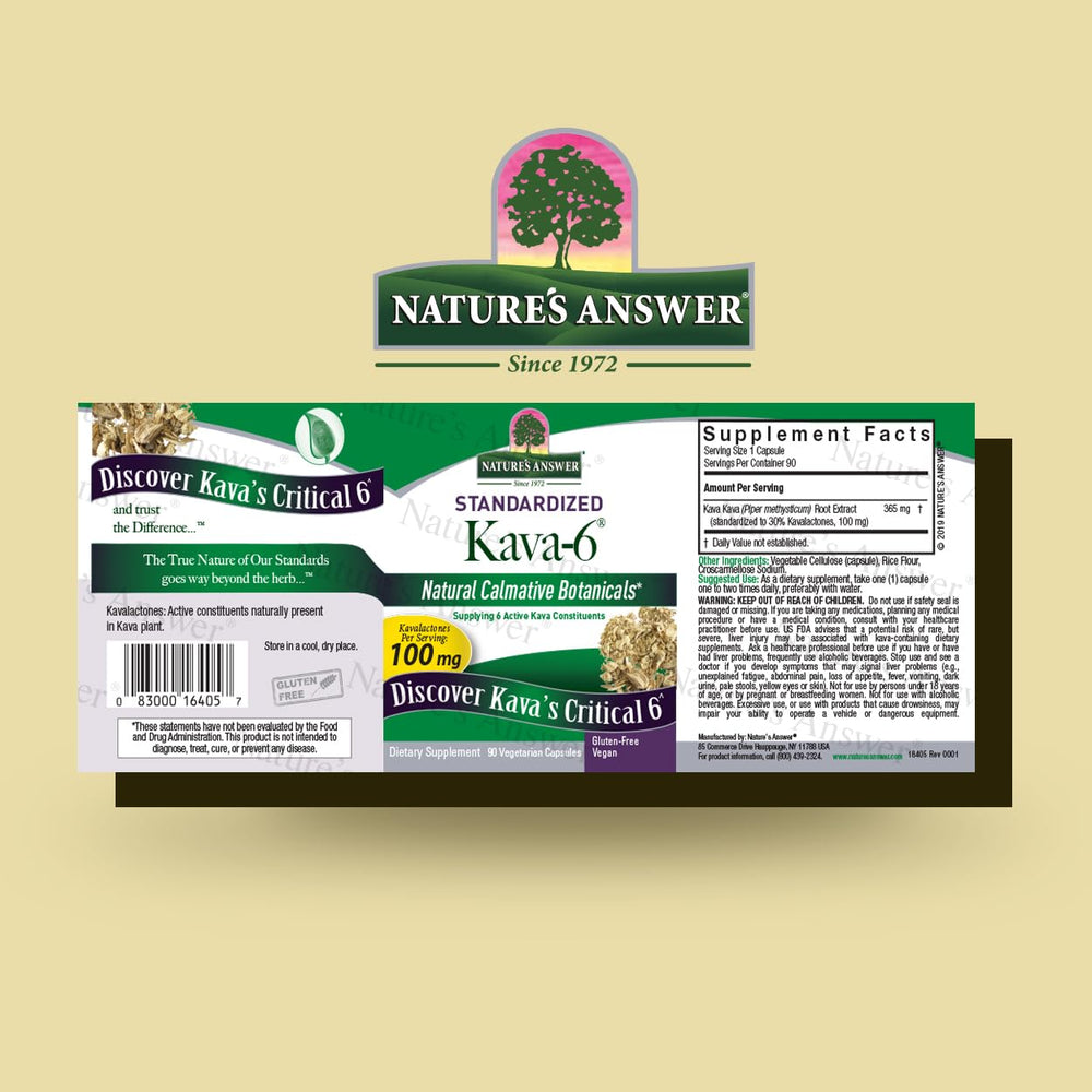 Nature's Answer cápsula abierta de Kava-6 con polvo interior, fácil dosificación