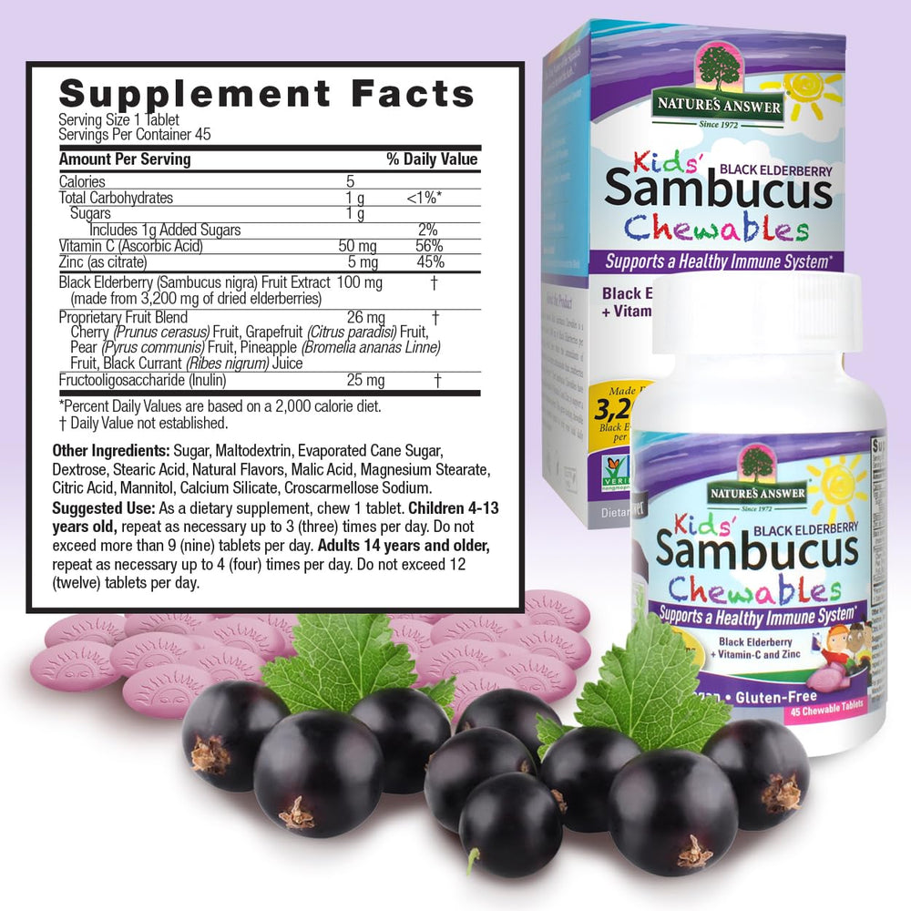 Nature's Answer textura de la tableta masticable enfatizando sabor y masticabilidad