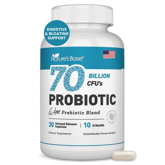 Nature's Base frente del empaque mostrando 70 mil millones UFC y beneficio digestivo