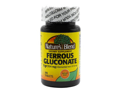 Nature's Blend frasco delante mostrando etiqueta y cantidad 100 tabs, información clara