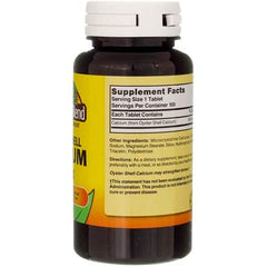 Nature's Blend oyster shell calcium tablets pack-two bottles on countertop.