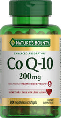 Nature's Bounty frasco frontal mostrando CoQ10 200 mg y beneficio de confianza