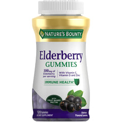 Nature's Bounty frasco frontal de gomitas con etiqueta visible y beneficios