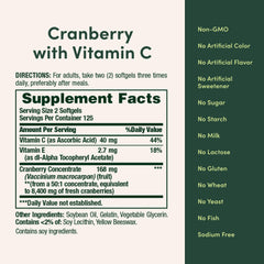 Nature's Bounty etiqueta con ingredientes que destaca arándano y vitamina C