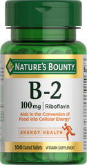 Nature's Bounty frasco frontal que muestra 100 tabletas y ofrece conveniencia