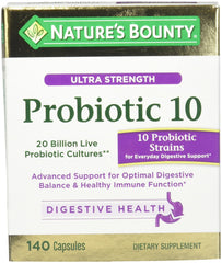 Nature's Bounty frente del paquete mostrando 140 cápsulas y beneficios