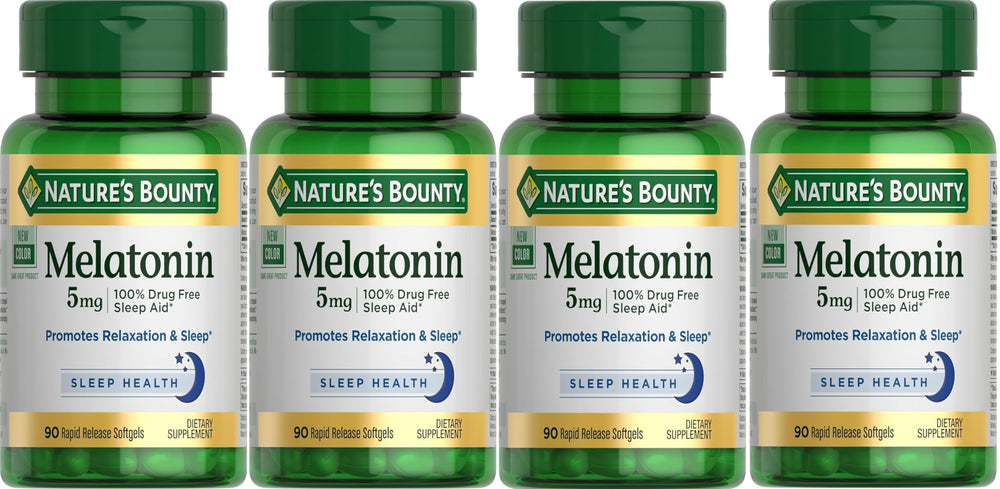 Nature's Bounty frontal del pack que resalta 5 mg y 90 cápsulas por frasco