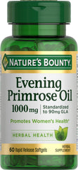 Nature's Bounty frasco de onagra 60 cápsulas, presentación clara y contenido