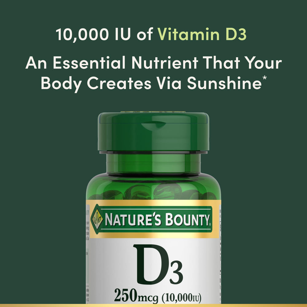 Nature's Bounty botella abierta con softgels listos para uso diario