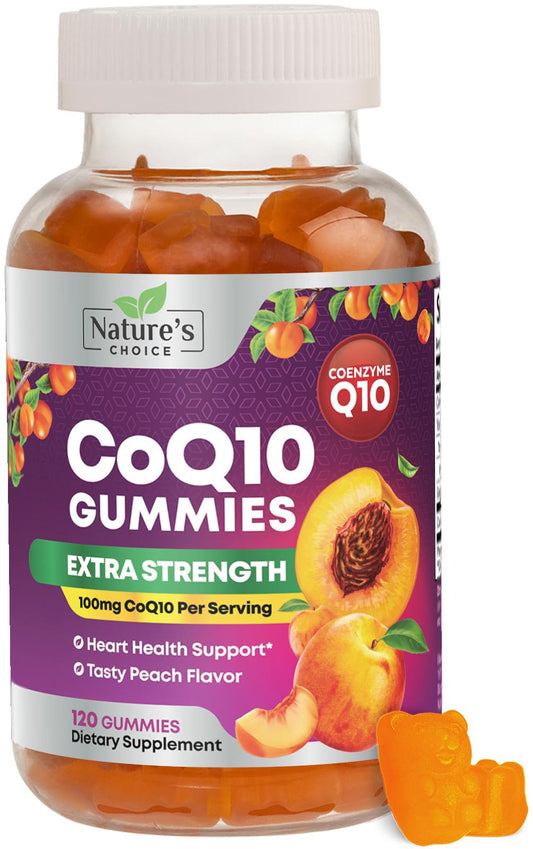 Nature's Choice CoQ10 gomitas para adultos, gomitas durazno 100 mg, apoyo diario.