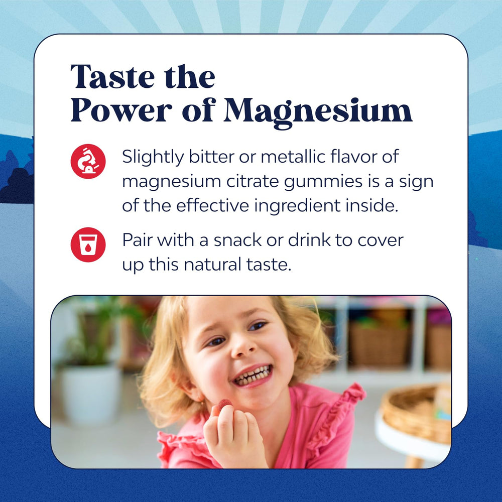 Serving of Natures Craft Kids Magnesium Gummies raspberry for relaxed activities