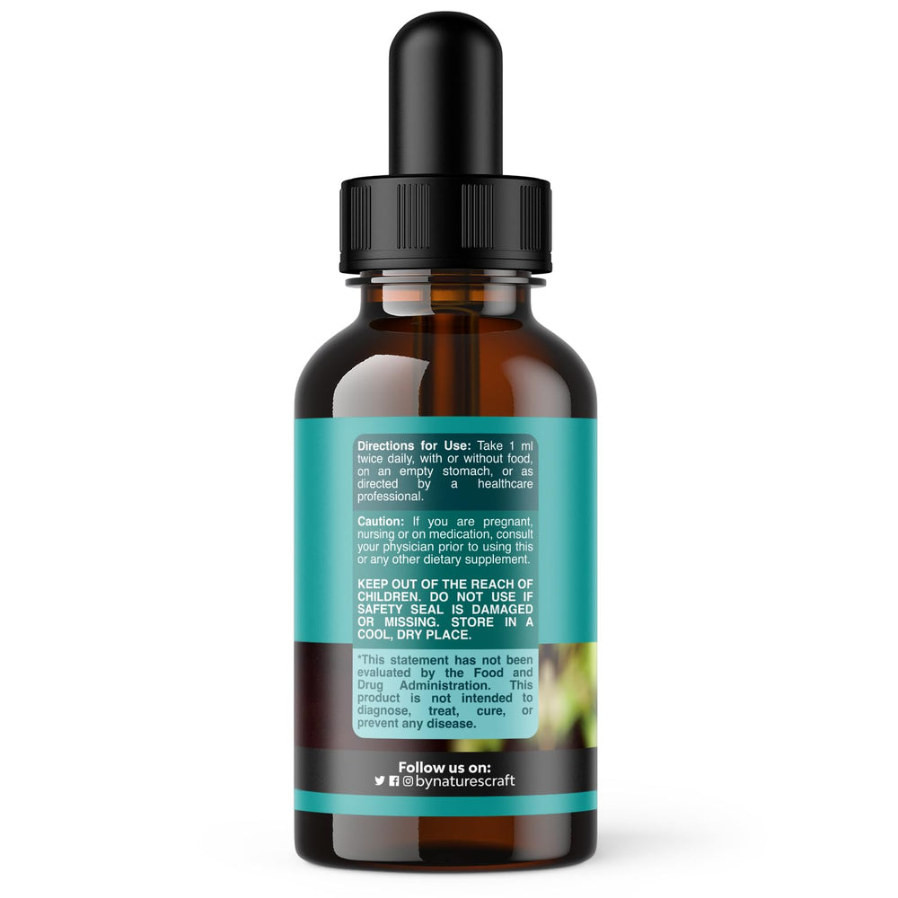 Natures Craft botella sobre hojas de plantas medicinales, beneficio imagen natural y confiable