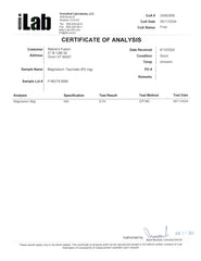 Nature's Fusions certificado de análisis de laboratorio demostrando pruebas de terceros
