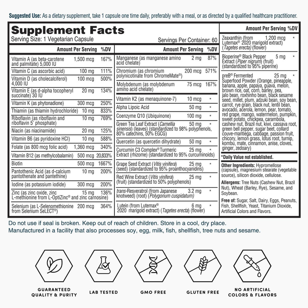 Nature's Lab multivitamínico en mano junto a vaso de agua, fácil de tomar
