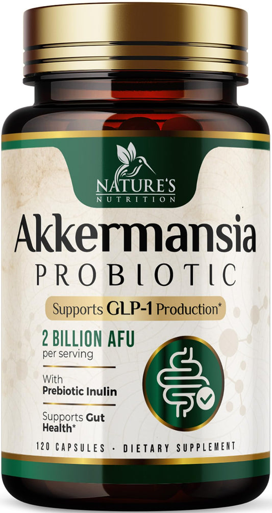 Nature's Nutrition frasco frontal mostrando cápsulas y beneficios