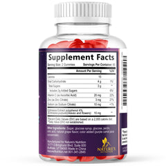 Nature's Nutrition bayas naturales alrededor de gominolas sugiriendo sabor