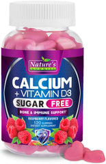 Nature's Nutrition empaque frontal de gomitas de calcio, fácil identificación y beneficio práctico