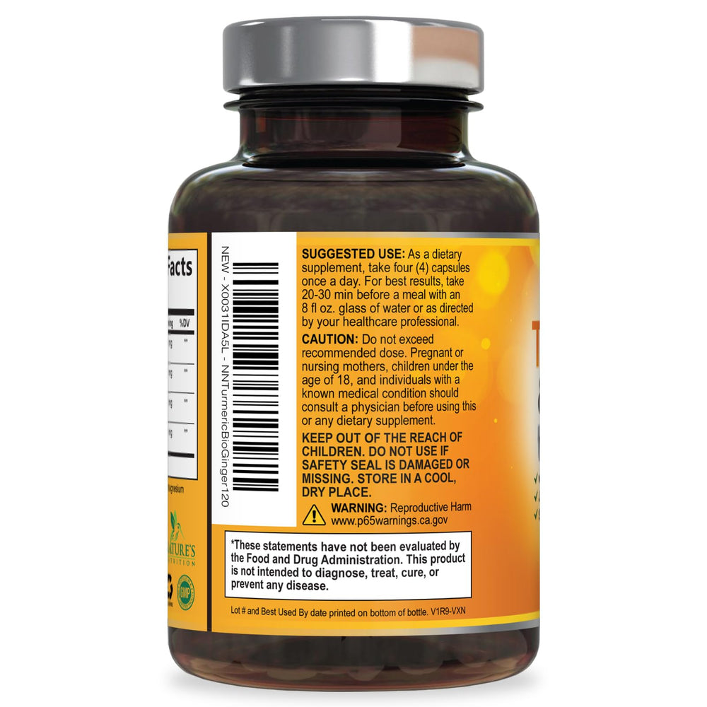 Nature's Nutrition envase acostado con tapa abierta, acceso y almacenamiento seguro